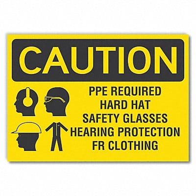 PPE Caution Rflct Label 10 in x 14 in