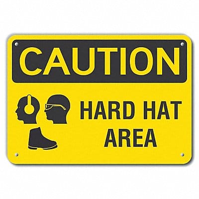 Rflctv Hard Hat Caut Sign 10x14in Alum