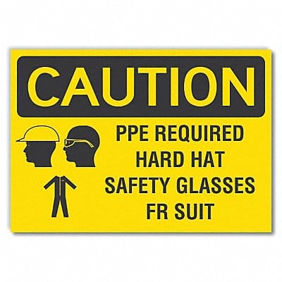 PPE Caution Rflct Label 7 in x 10 in