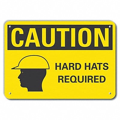 Rflct Hard Hat Caution Sign 10x14in Alum