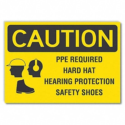 PPE Caution Rflct Label 7 in x 10 in