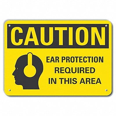 Rflct Hearing Caution Sign 7x10in Alum