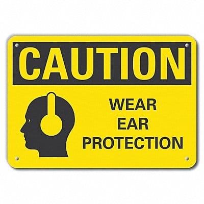 Rflct Hearing Caution Sign 10x14in Alum