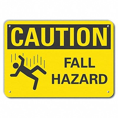 Rflctv Fall Hazard Caution Sign 10x14in