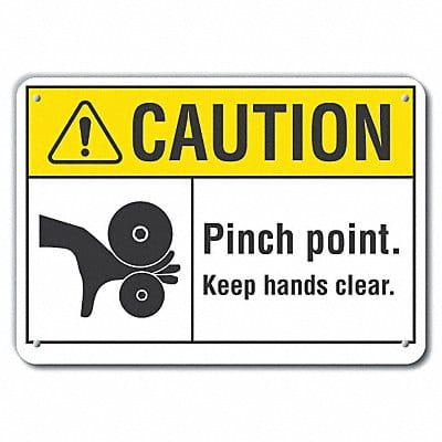 Rflct Pinch Point Caution Sign 10x14in