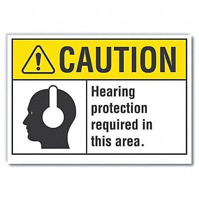 Hearing Caution Rflctv Label 7inx10in