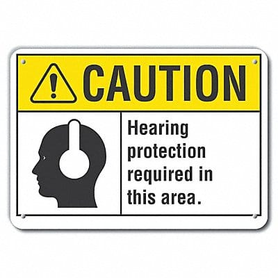 Rflctv Hearing Caution Sign 10x14in Alum