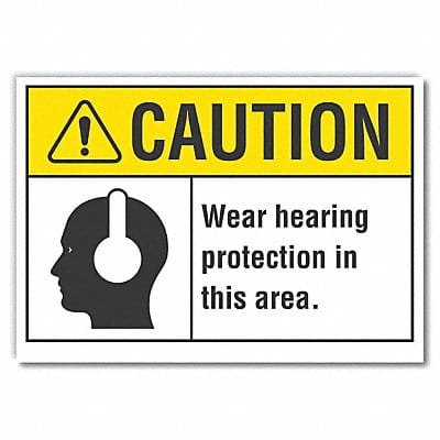 Hearing Caution Rflctv Label 7inx10in