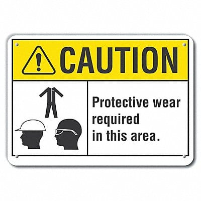 Rflct PPE Caution Sign 7x10in Aluminum