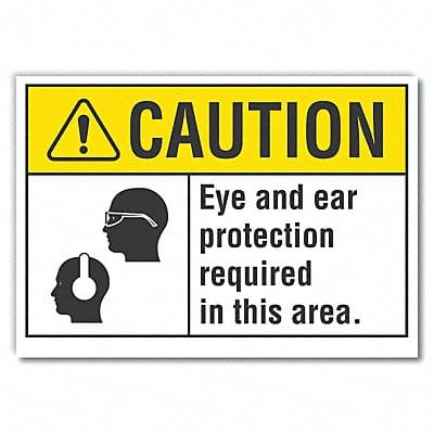 Eye  Ear Caution Rflct Lbl 7inx10in