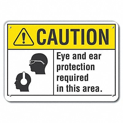 Rflctv Eye Ear Caution Sign 10x14in Alum