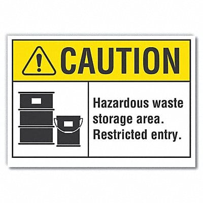 Hazardous Waste Caution RflctvLbl 7x10in