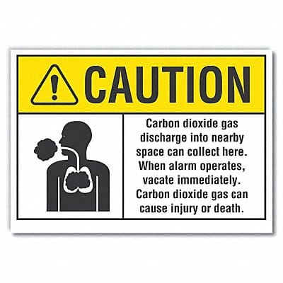 Carbon Dioxide Caution Rflct Lbl 5x7in