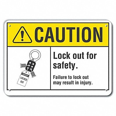 Rflctv Lockout Tagout Caut Sign 10x14in