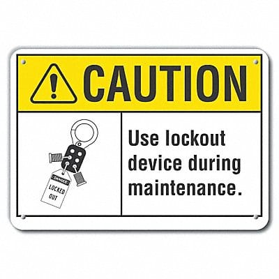 Rflct Lockout Tagout Caution Sign 7x10in