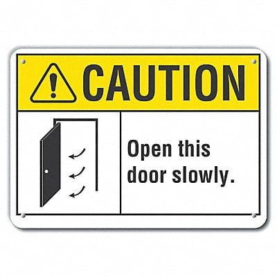 Door Instructn Caution Sign 7x10in Alum