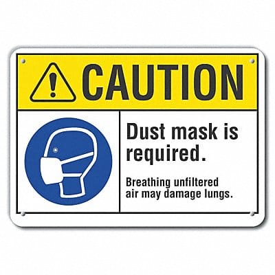 Rflctv Dust Mask Caut Sign 10x14in Alum