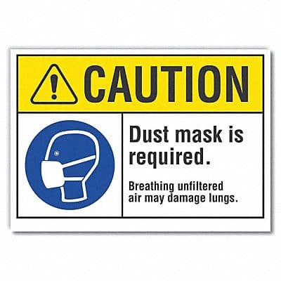 Dust Mask Caution Rflct Lbl 10inx14in