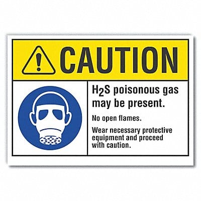 H(2)S Poison Gas Caut Rflct Lbl 7x10in