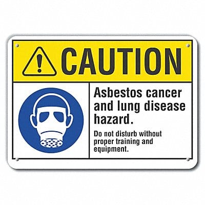 Rflct Asbestos Caution Sign 7x10in Alum