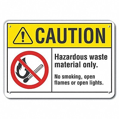 Rflct Hzrdous Waste Caution Sign 7x10in