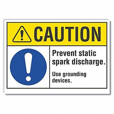 Grounding Caution Rflct Label 5inx7in