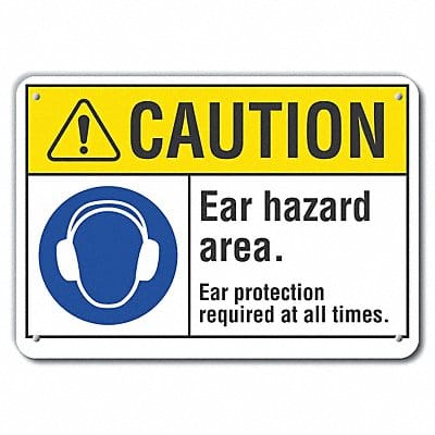 Rflct Hearing Caution Sign 7x10in Alum