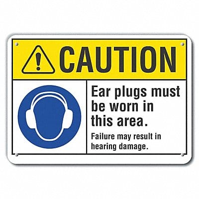 Rflct Hearing Caution Sign 10x14in Alum