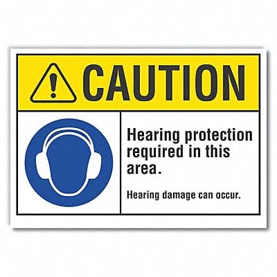 Hearing Caution Rflctv Label 10inx14in