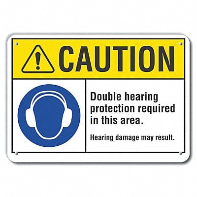 Rflctv Hearing Caution Sign 10x14in Alum