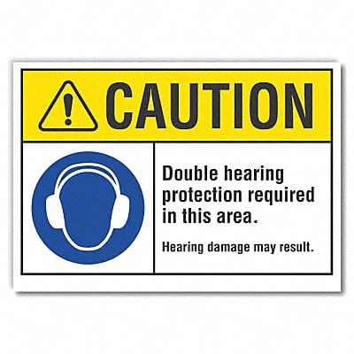 Hearing Caution Rflctv Label 5inx7in