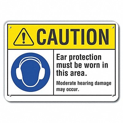 Rflct Hearing Caution Sign 7x10in Alum