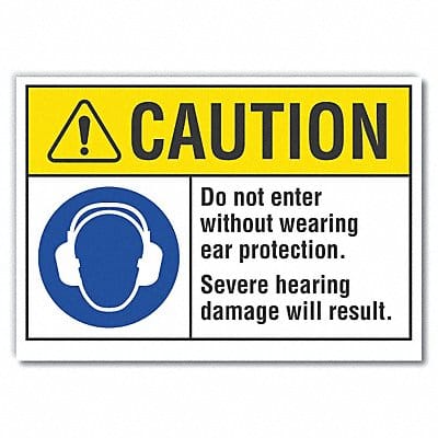 Ear Caution Rflct Label 7 in x 10 in