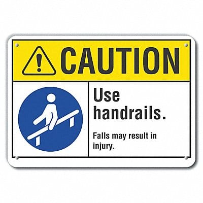 Rflctv Handrail Caut Sign 10x14in Alum