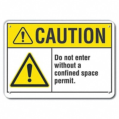 Rflct Confind Space Caution Sign 10x14in