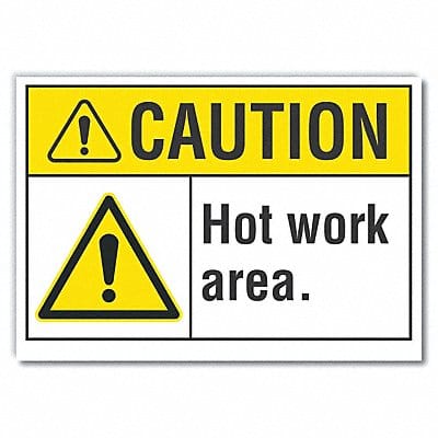 Hot Work Area Caution Rflctv Label 5x7in