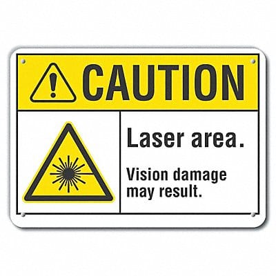 Rflct Laser Area Caut Sign 7x10in Alum