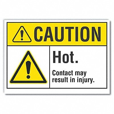 Hot Caution Rflct Label 7 in x 10 in