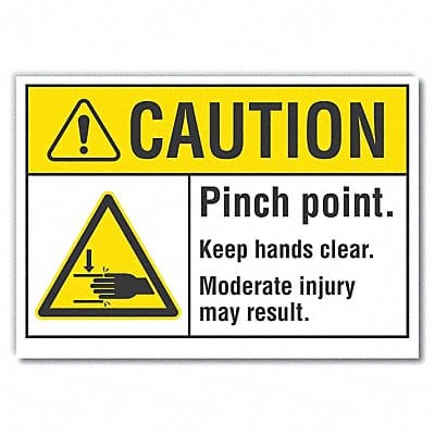 Pinch Point Caution Rflctv Label 5inx7in