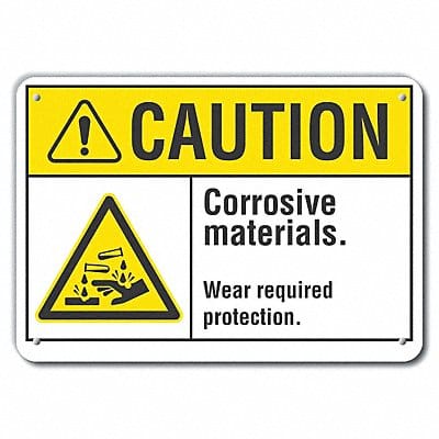 Rflct Corrosive Mtrl Caut Sign 10x14in