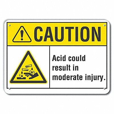 Rflct Acid Caution Sign 10x14in Alum