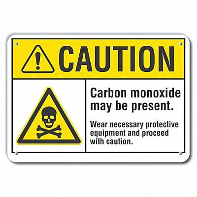 Rflct Carbon Monoxide Caut Sign 7x10in