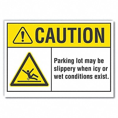 Slippery Caution Rflct Label 7inx10in