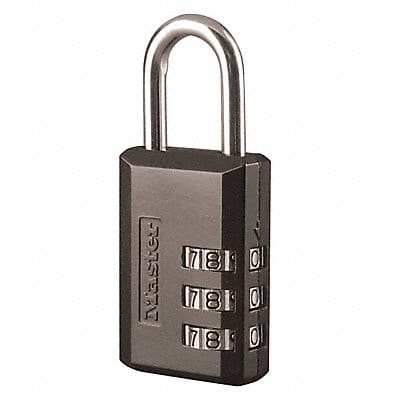 Luggage Padlock 1 4/5 in Rectangle Black