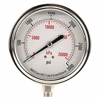 D1368 Pressure Gauge Liquid Filled 3-1/2 In