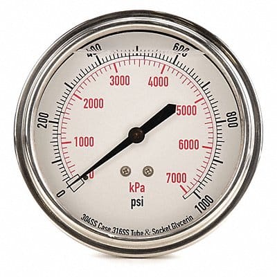 D1369 Pressure Gauge Liquid Filled 3-1/2 In