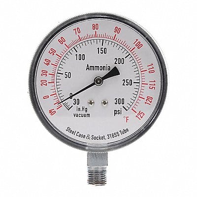 Compound Gauge Ammonia 3 1/2 In 300 Psi