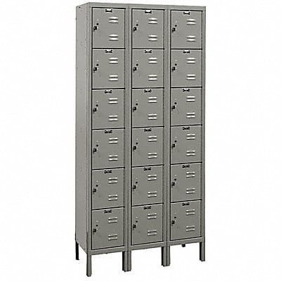 E1561 Box Locker Louvered 3 Wide 6 Tier Gray