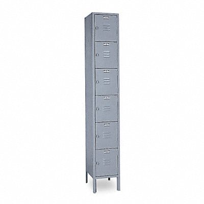 Box Locker Louvered 1 Wide 6 Tier Gray