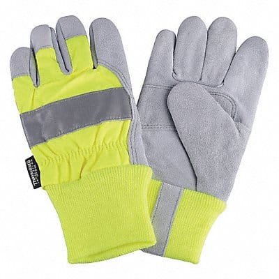 D1695 Leather Palm Gloves Hi-Vis Lime XL PR